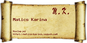 Matics Karina névjegykártya